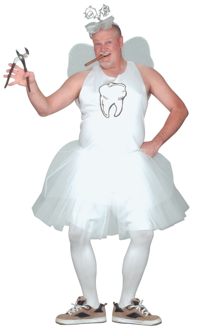 The Costume Center White and Gray Tooth Fairy Men Adult Halloween Costume - Plus Size
